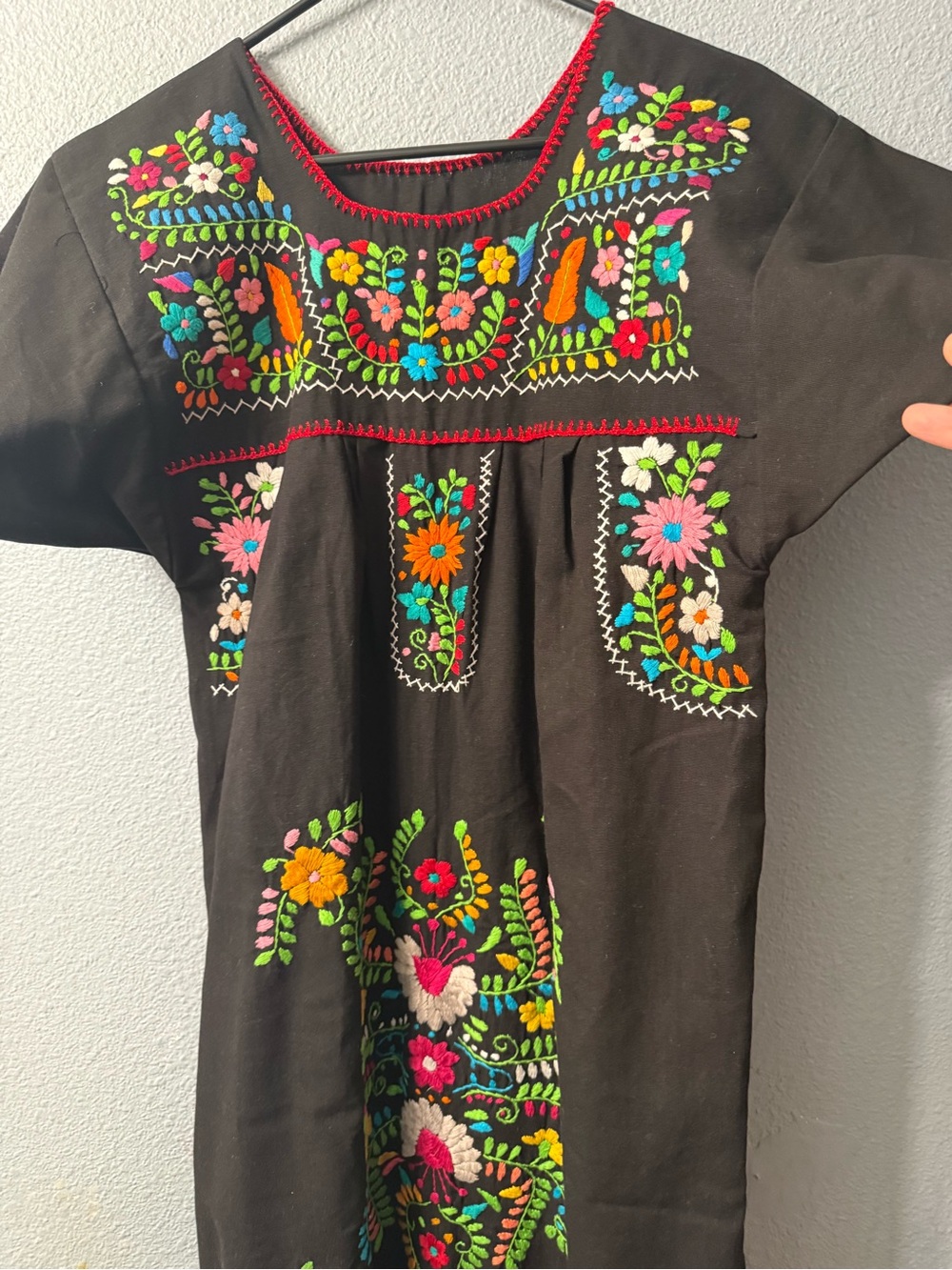 MEXICANA Black Maxi Dress with Bright Floral Embroidery NWOT - Picture 3 of 4